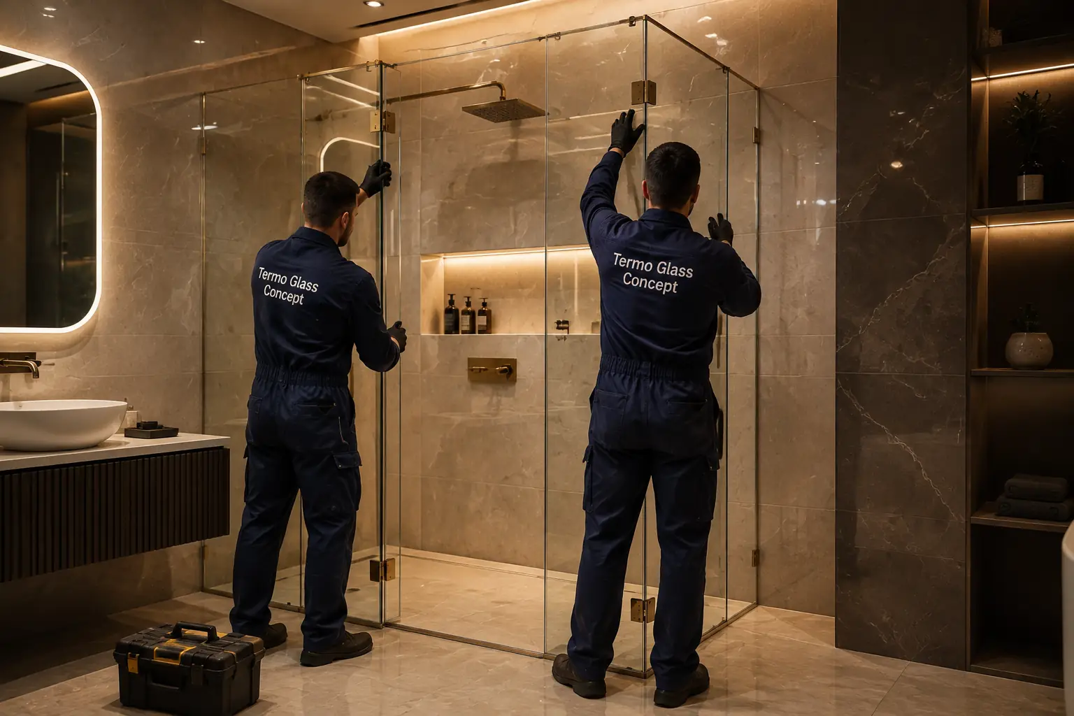 CMontaj cabina dus sticla Cabine de dus din sticlă securizată