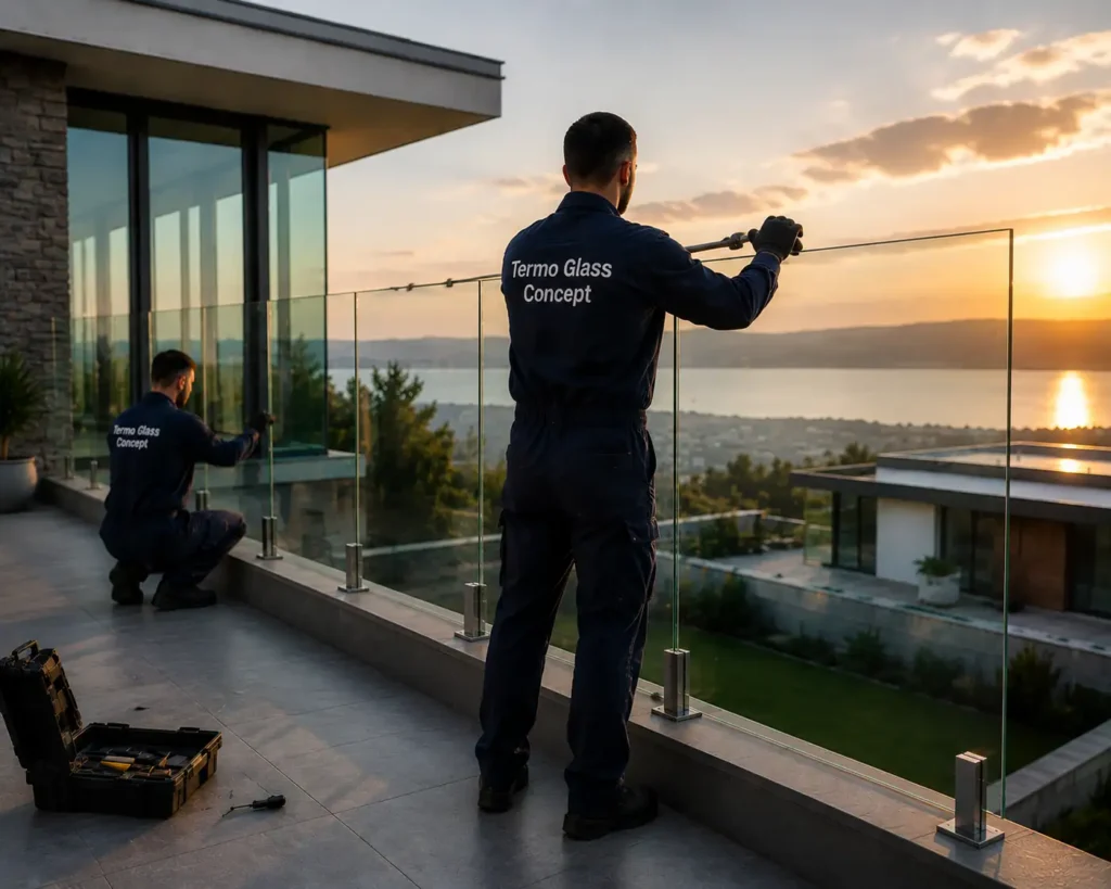 montaj balustrade din sticlă